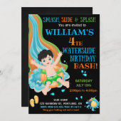 Invitation d'anniversaire de toboggan aquatique in (Devant / Derrière)