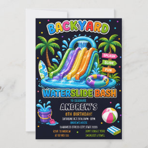 Invitation d'anniversaire de toboggan aquatique pe