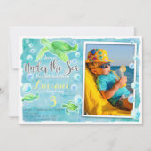 Invitation d'anniversaire de tortue de mer (Devant)