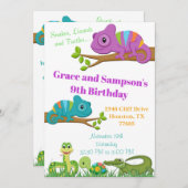 Invitation d'anniversaire de tortue de serpent de (Devant / Derrière)