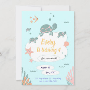 Invitation d'anniversaire de tortue sous l'invitat