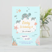 Invitation d'anniversaire de tortue sous l'invitat (Debout devant)