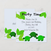 Invitation d'anniversaire de Tortue Verte (Devant / Derrière)