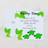 Invitation d'anniversaire de Tortue Verte (Devant / Derrière)