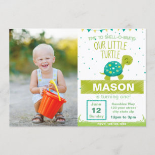 Invitation d'anniversaire de tortue verte avec la