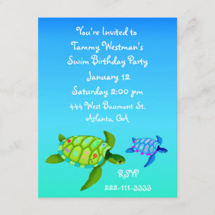 Invitation d'anniversaire de tortues