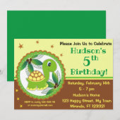 Invitation d'anniversaire de tortues mignonnes (Devant / Derrière)