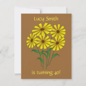 Invitation d'anniversaire de tournesol (Dos)