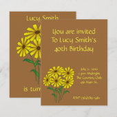 Invitation d'anniversaire de tournesol (Devant / Derrière)