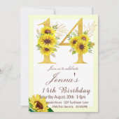 Invitation d'anniversaire de tournesol, 14e annive (Devant)