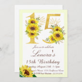 Invitation d'anniversaire de tournesol, 15e annive (Devant / Derrière)
