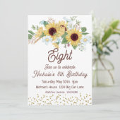Invitation d'anniversaire de tournesol, 8e anniver (Debout devant)