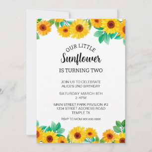 Invitation d'anniversaire de tournesol été Télécha