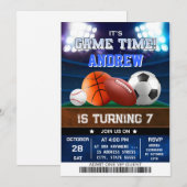 Invitation d'anniversaire de tous les sports Star (Devant / Derrière)