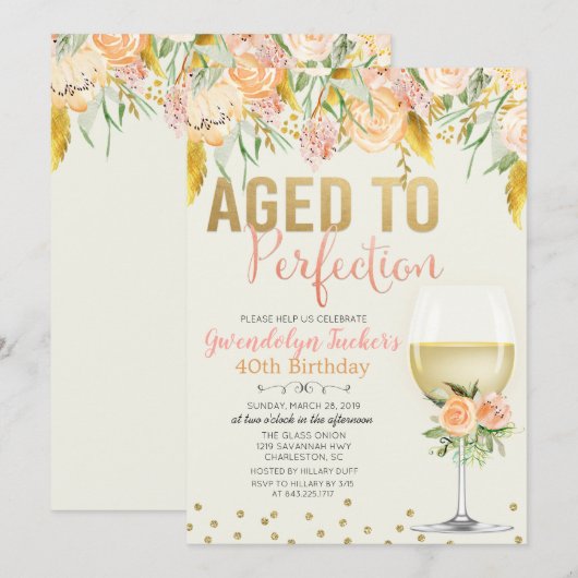 Invitation d'anniversaire de tout âge - Vieilli à (Devant / Derrière)