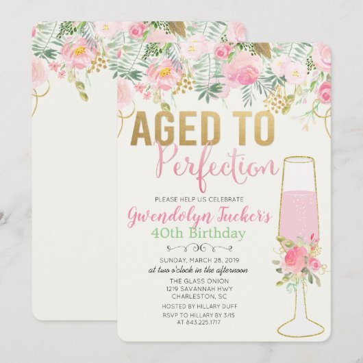 INVITATION D'ANNIVERSAIRE DE TOUT ÂGE - Vieilli à (Devant / Derrière)