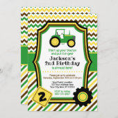 Invitation d'anniversaire de tracteur avec des (Devant / Derrière)