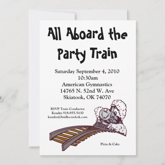 Invitation d'anniversaire de train (Dos)