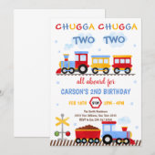 Invitation d'anniversaire de train Chugga Chugga T (Devant / Derrière)