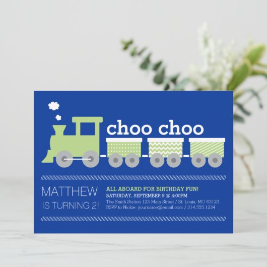 Invitation d'anniversaire de train de Choo Choo (Debout devant)