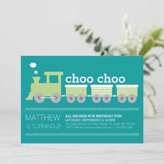 Invitation d'anniversaire de train de Choo Choo (Debout devant)