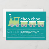 Invitation d'anniversaire de train de Choo Choo (Devant / Derrière)