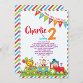 Invitation d'anniversaire de train de cirque (Devant / Derrière)