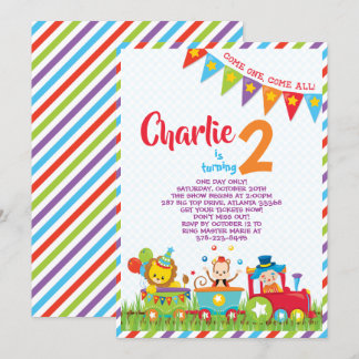 Invitation d'anniversaire de train de cirque