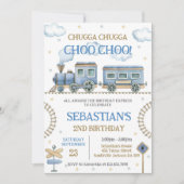 Invitation d'anniversaire de train de jouets pour (Devant)