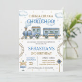 Invitation d'anniversaire de train de jouets pour (Debout devant)
