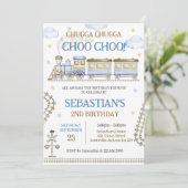 Invitation d'anniversaire de train de jouets pour  (Debout devant)