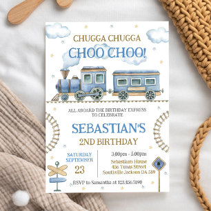 Invitation d'anniversaire de train de jouets pour