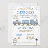 Invitation d'anniversaire de train de jouets pour (Devant)