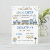Invitation d'anniversaire de train de jouets pour (Debout devant)