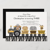 Invitation d'anniversaire de train de jungle de (Devant / Derrière)