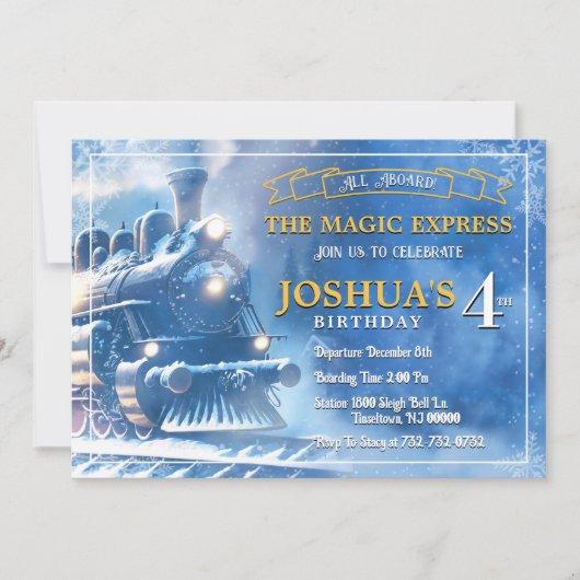 Invitation d'anniversaire de train magique (Devant)