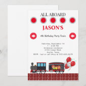 Invitation d'anniversaire de train pour enfants 4 (Devant / Derrière)
