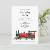 Invitation d'anniversaire de train vintage esthéti (Debout devant)
