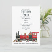 Invitation d'anniversaire de train vintage esthéti (Debout devant)
