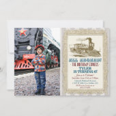 Invitation d'anniversaire de train vintage - TOUS (Devant)