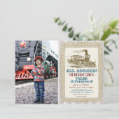 Invitation d'anniversaire de train vintage - TOUS (Debout devant)