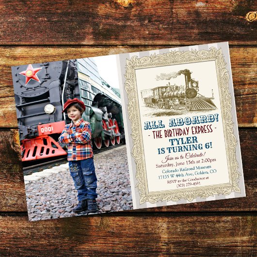 Invitation d'anniversaire de train vintage - TOUS