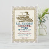 Invitation d'anniversaire de train vintage - TOUS (Debout devant)