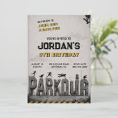 Invitation d'anniversaire de trampoline de parkour (Debout devant)