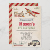 Invitation d'anniversaire de transport (Devant / Derrière)