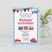 Invitation d'anniversaire de transport / Invitatio (Debout devant)