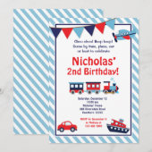 Invitation d'anniversaire de transport / Invitatio (Devant / Derrière)