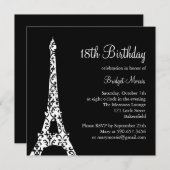 Invitation d'anniversaire de Tres Paris (noir) (Devant / Derrière)