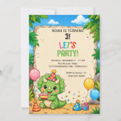 Invitation d'anniversaire de Triceratops mignon (Devant)