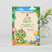 Invitation d'anniversaire de Triceratops mignon (Debout devant)